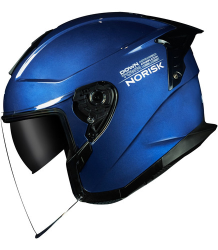 Capacete Aberto Norisk Downtown Azul Spoiler Moto Cor Azul Brilho Desenho Monocolor Tamanho do capacete 56