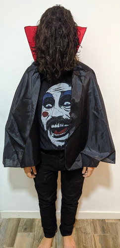 Capa Dracula Negra Cuello Corta Halloween Disfraz Cotillon