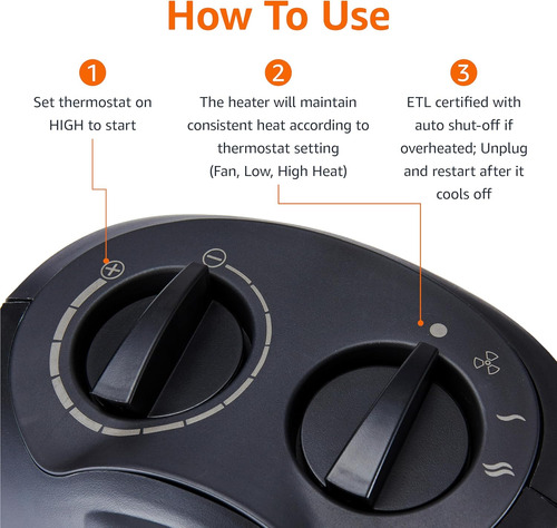 Aquecedor De Ambiente Cerâmico Amazon Basics, Aquecedor Port
