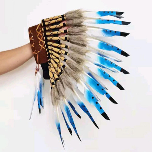 Sombrero Indio De Jefe Americano, De Plumas, Accesorios Para