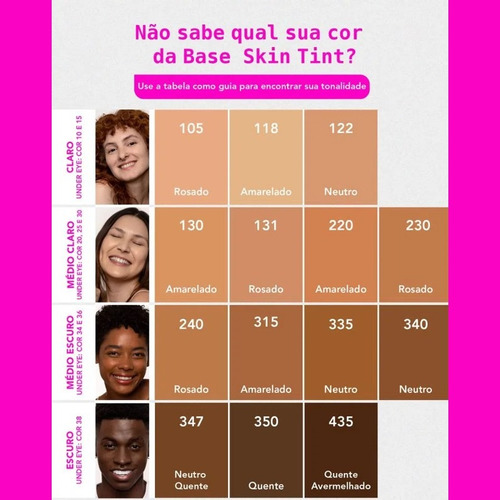 Skin Tint Base Líquida Fluída Matte Da Ruby Kisses Rk