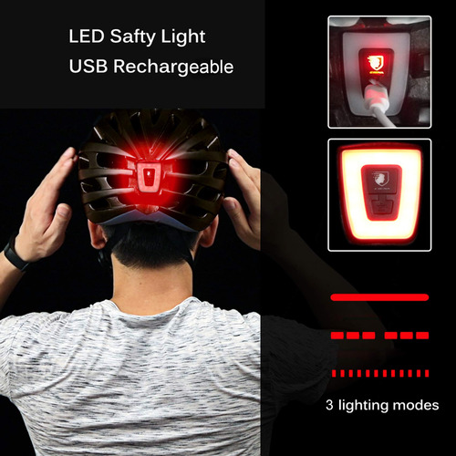 Casco Bicicleta Con Luz Carga Usb Y Visera Magnéticas