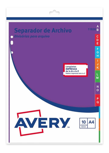 Separadores Indice Avery A-z Cod 11830