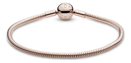 Brazalete Con Broche Pandora Cubierto En Oro Rosa De 14k Talla 18 Cm