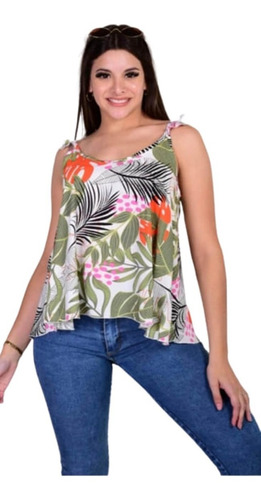 Blusa- Musculosa De Fibrana Poplin,estampada, T.1 A 6