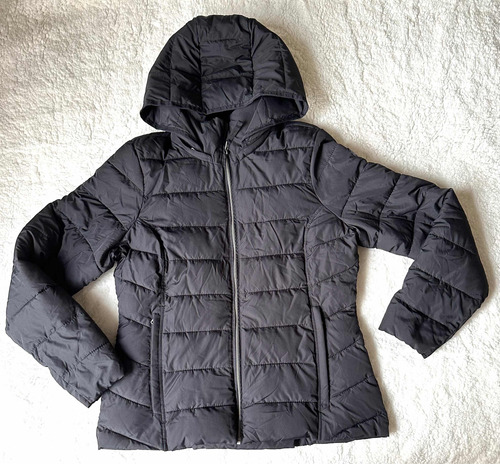 Casaca Puffer Negro Abercrombie Mujer Capucha Large L