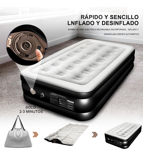 Colchón De Aire Individual Inflable Con Bomba Y Almohada
