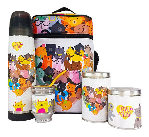 Juego De Mate Equipo Matero Completo Gatitos Lumilagro