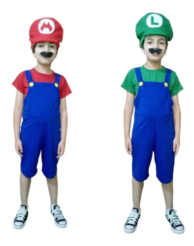 Fantasia Super Mario Bros Luigi Curta Carnaval