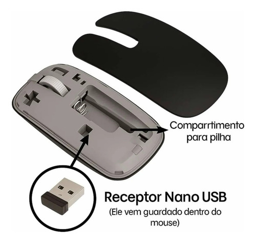 Kit Teclado E Mouse Sem Fio Piracomp Usb Slim Cor Preto 2.4g