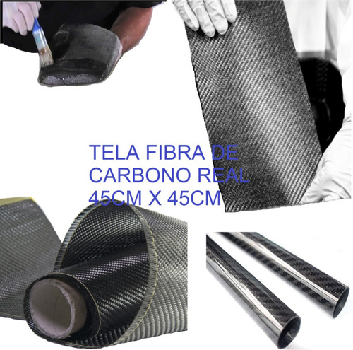 Tela Fibra De Carbono Real 45cm X 45cm Twill 3k Omova