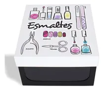 Comprar Caixa Organizadora de Esmalte Preto 18x18x11cm Aço e Acrilico - 25 Esmaltes - Geguton