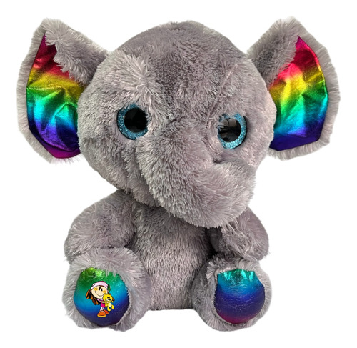 Elefante De Peluche Suave Con Ojos Brillosos Coloridos Cute