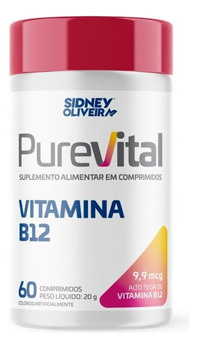 Vitamina B12 9,9mcg Purevital 60 Comprimidos Sabor Sem Sabor