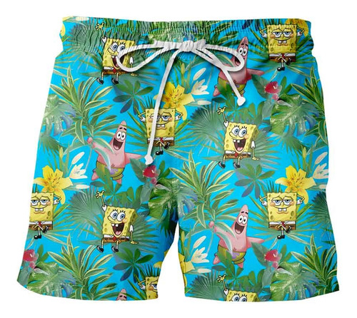 Quiubolee! Traje De Baño Caballero Bob Y Patricio Tropical Azul Marino G