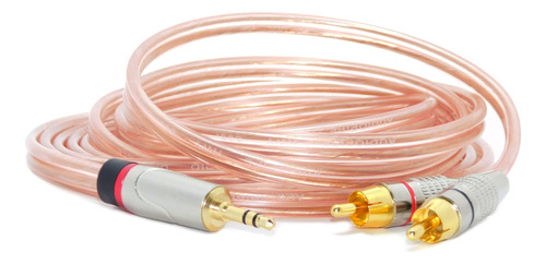 Cable Audio Plug 3,5 Stereo A 2 Rca  Metalico Dorado 30cm