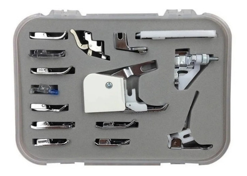 Imagem 1 de 2 de Kit Calcadores Máquina Costura Singer Janome Elgin 15 Peças