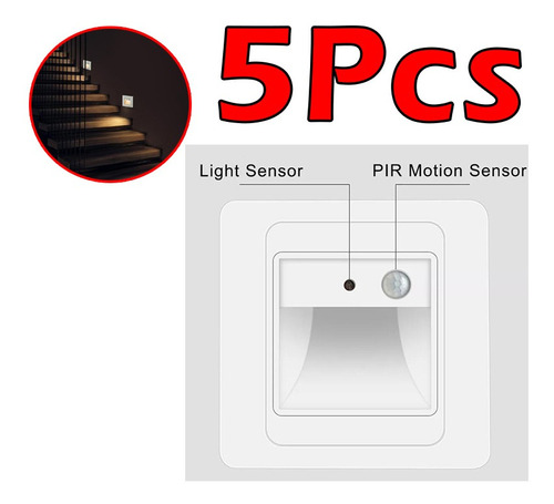 5 Unids Sensor De Movimiento Lámpara De Noche Led Escalera L
