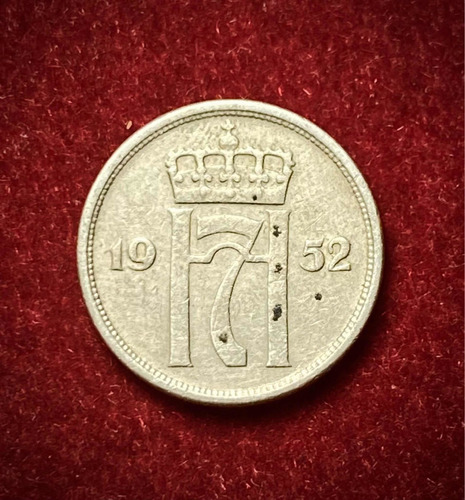 Moneda 10 Ore Noruega 1952 Km 396