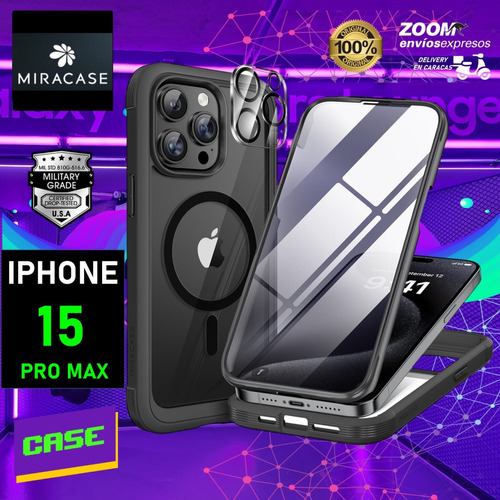 Forro 360 Miracase Para iPhone 15 Pro Max Magsafe + Vidrio