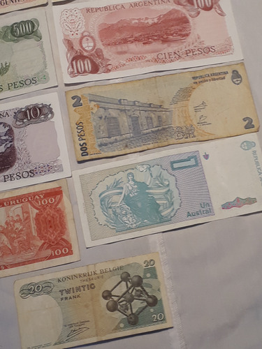 Billetes Antiguos Argentina Belgica Uruguay Lote X 9 Oferta!
