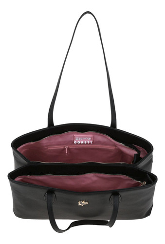 Bolsa Tote Gorett Isadora Gs25048-3 Color Negro Correa De Hombro Negro Diseño De La Tela Lisa