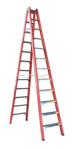 Imagem 1 de 2 de Escada Pintor Fibra Duplo Acesso 12 Degraus