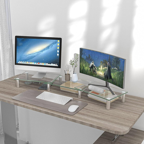 Soporte Monitor Dual: Longitud Y Ángulo Ajustables Ele...