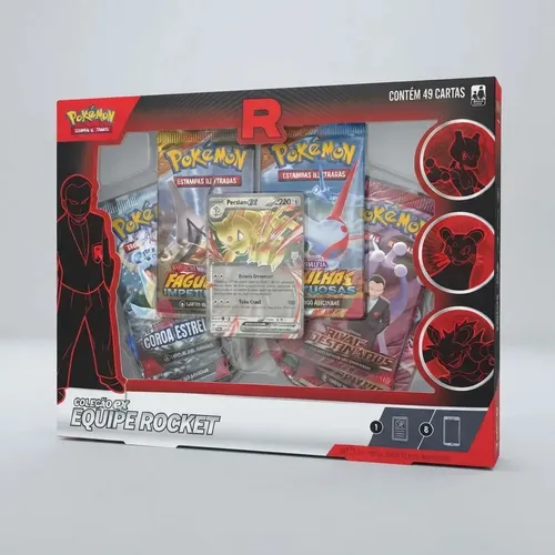 Box Pokémon Coleção Equipe Rocket Persian ex, Mewtwo ex, Nidoking