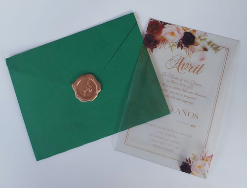 25 Tarjetas 15 Años Boda Cristal C/sobre Color C/lacre.