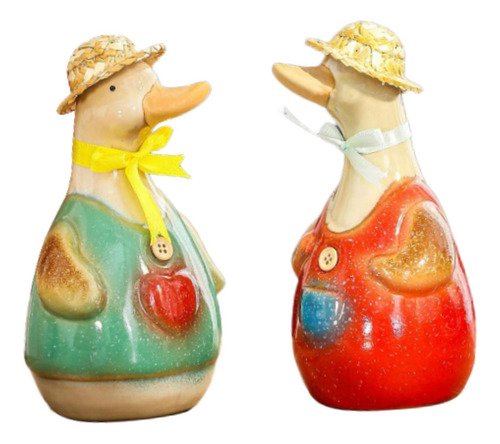 2x Estatuas De De Cerámica Figuras De Animales Lindas