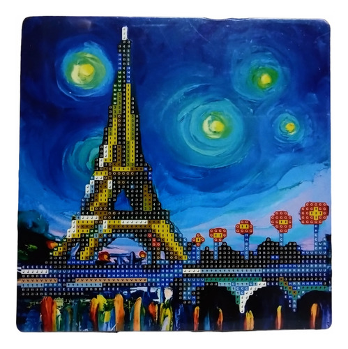Kit Pintura Por Diamantes Cuadro Atril 20x20 Torre Eiffel