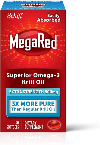 Aceite De Krill Omega 3 Suplemento Megared 500mg 90 Capsulas Sabor Sin sabor