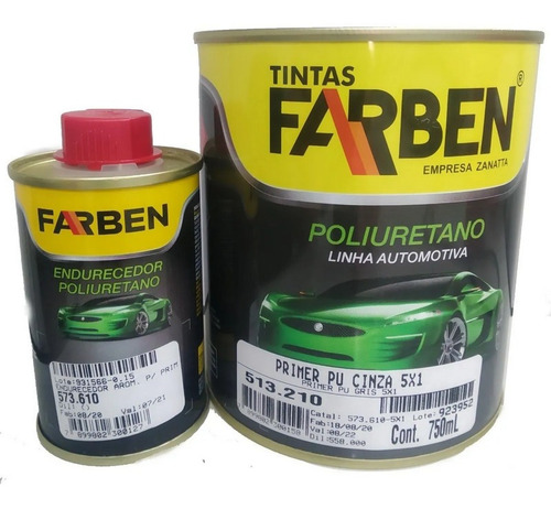 Kit Primer Automotivo Pu Cinza 5x1 900ml Farben