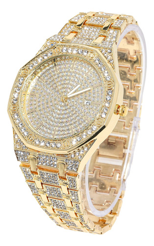 Reloj De Oro Halukakah Diamonds Iced Out Para Hombre, Oro Au