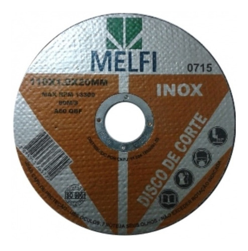 Disco De Corte Para Inox Melfi Kit Com 10 110x1,00x20mm