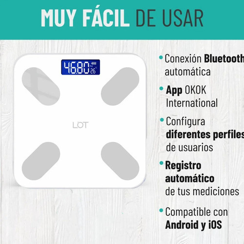 Balanza Pesa Digital Inteligente Bluetooth Smart App Blanco