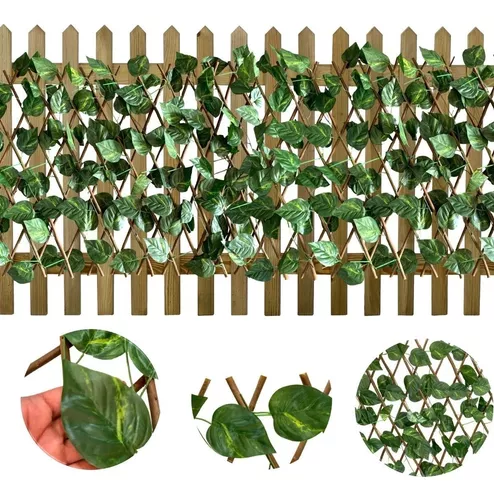 5 Treliças Extensíveis Folhagens Artificiais P/ Muro Inglês