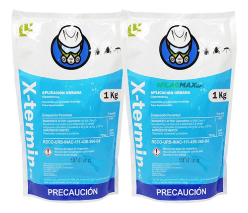 2 Pz Insecticida En Polvo 1 Kg Chinches Cucarachas Hormigas