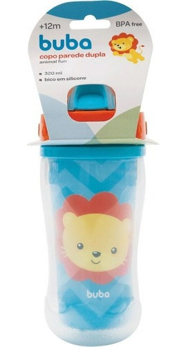 Copinho Infantil Garrafa Buba® Parede Dupla Canudo Silicone Cor Leão