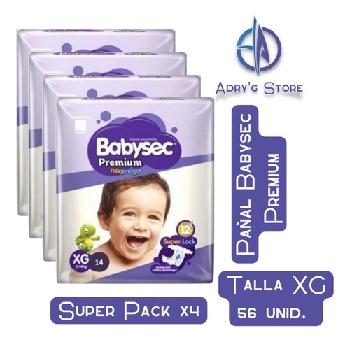 Pañal Babysec Pack X4 Paquetes Tamaño Extra grande (XG)