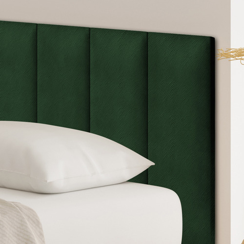 Cabeceira Cama Queen Veludo Quarto Decoração Kit Com 8 Peças Cor Verde