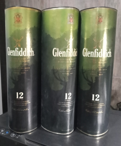 3 Latas Vacias De Whisky Glenfiddich Single Malt Decoracion