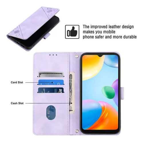 ( Funda Tipo Cartera Con Tapa En Relieve Para Xiaomi Redmi 10c