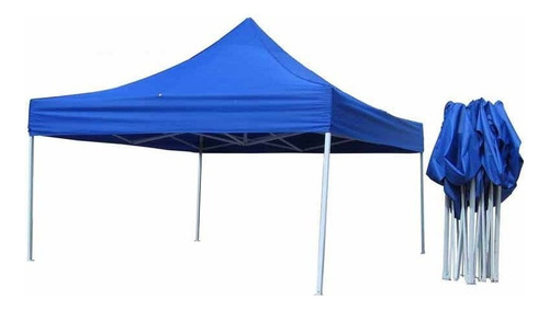 Toldo Plegable 100% Impermeable 3x3 Acero Reforzado Color Azul