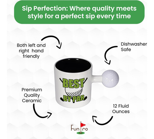 Funpro Best By Par Taza De Golf Con Mango De Pelota De Golf