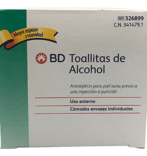 Toallitas Con Alcohol Bd Antiséptico 6 Cajas Caja Una C/100