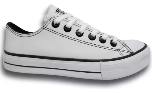 Tênis Converse All Star Preto Couro Sintetico Feminino e Masculino sola  baixa