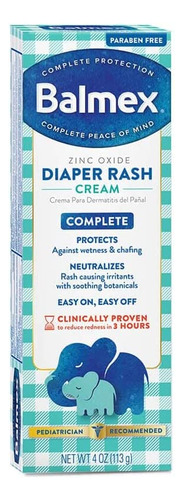 Balmex Óxido De Zinc Pañal Rash Cream 4 Oz