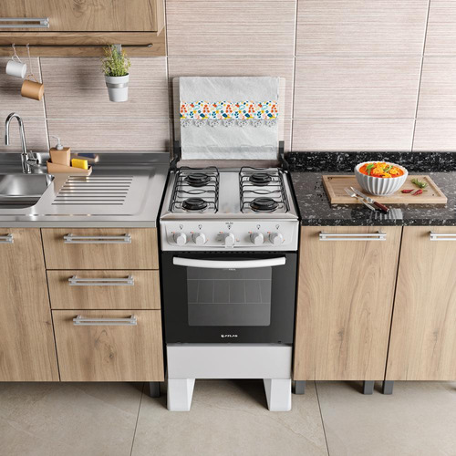 Fogão Atlas Milão 4 Bocas Com Mesa De Inox Branco
